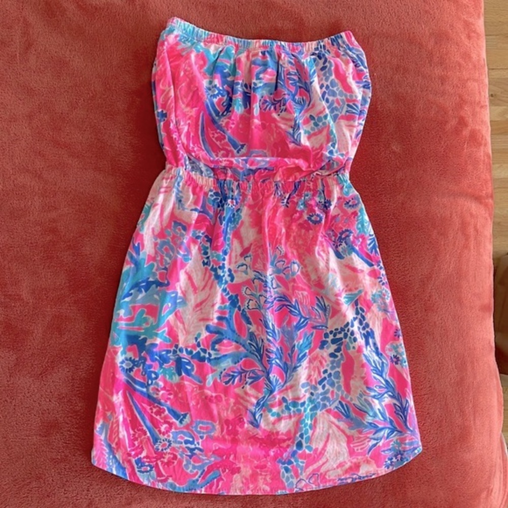 Lilly Pulitzer Aquadesiac Print Strapless Windsor Dress Size XS